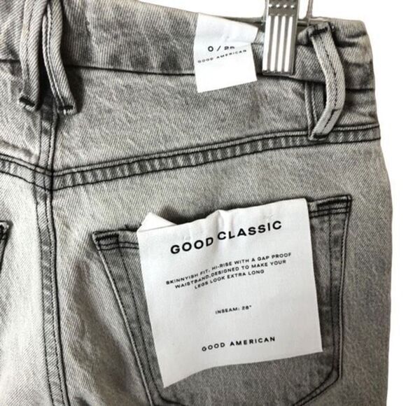 Good American 0/25 Good Classic Low Slim Straight Denim Jeans - Picture 6 of 9
